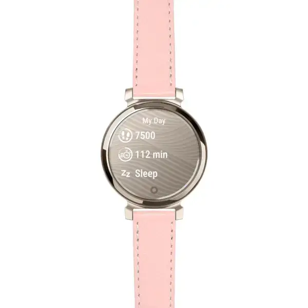 g.lil2.ks7.13 14 Main Pink Classic Textured Leather Strap 14mm Quick Release For Garmin Lily 2