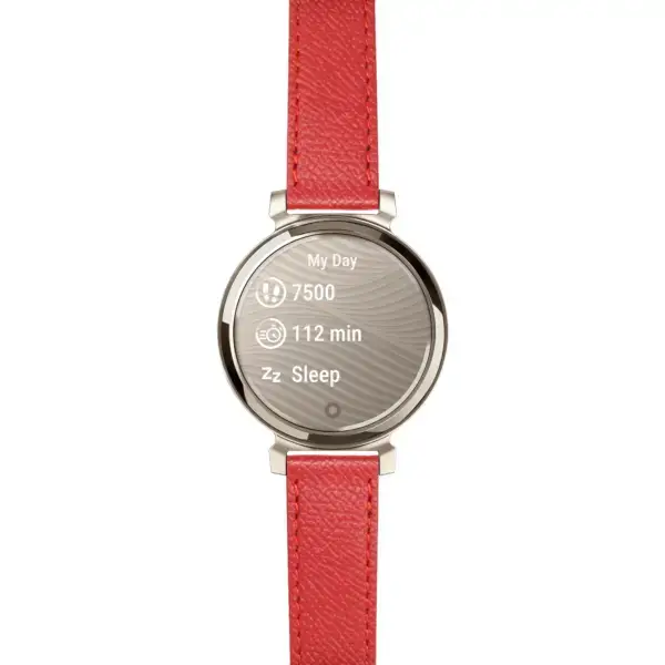 g.lil2.ks7.6 14 Main Red Classic Textured Leather Strap 14mm Quick Release For Garmin Lily 2