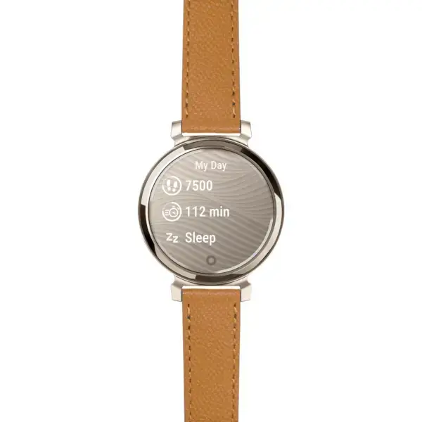 g.lil2.ks7.3 14 Main Tan Classic Textured Leather Strap 14mm Quick Release For Garmin Lily 2