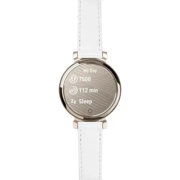 g.lil2.ks7.22 14 Main White Classic Textured Leather Strap 14mm Quick Release For Garmin Lily 2