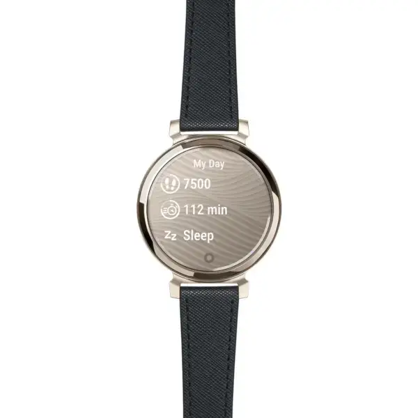 g.lil2.st32.1.14 Main Black Premium Saffiano Leather Strap 14mm Quick Release For Garmin Lily 2