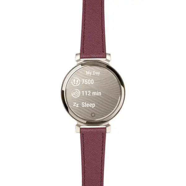 g.lil2.st32.4.14 Main Bordeaux Premium Saffiano Leather Strap 14mm Quick Release For Garmin Lily 2