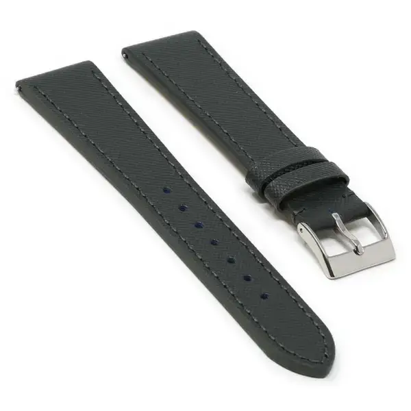 St31.7 Angle Graphite DASSARI Saffiano Leather Watch Band Strap 8mm 10mm 12mm 14mm 16mm 18mm 19mm 20mm 21mm 22mm 23mm 24mm