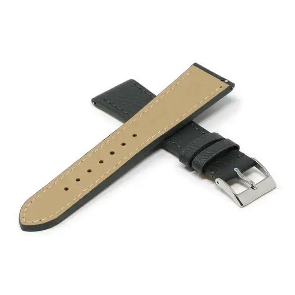 St31.7 Cross Graphite DASSARI Saffiano Leather Watch Band Strap 8mm 10mm 12mm 14mm 16mm 18mm 19mm 20mm 21mm 22mm 23mm 24mm