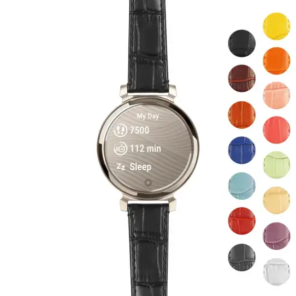 Women’s Crocodile Strap for Garmin Lily 2, available in sizes L, M, S. Features a stylish design with a sleek black finish, enhancing your smartwatch experience