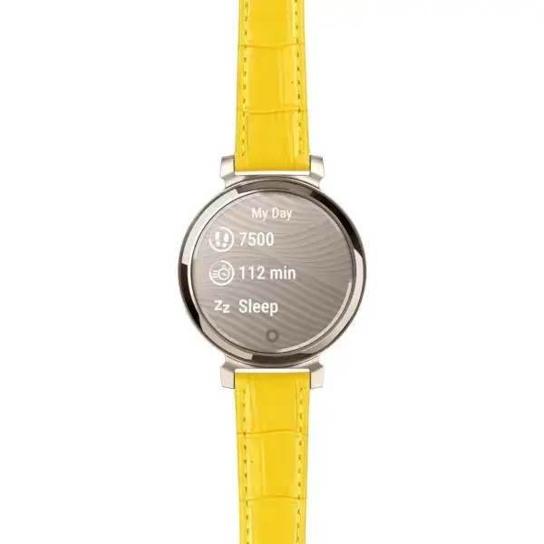g.lil2.st20.10.14 Main Yellow Women’s Crocodile Strap 14mm Quick Release For Garmin Lily 2