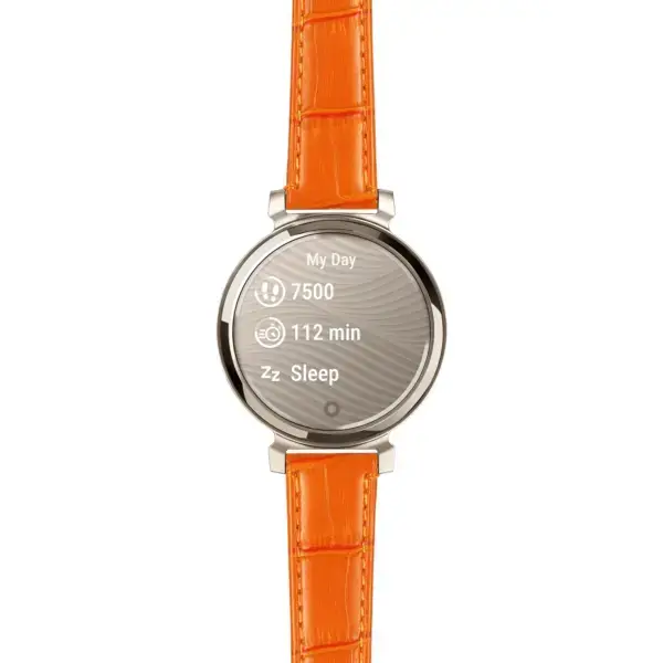 g.lil2.st20.12.14 Main Orange Women’s Crocodile Strap 14mm Quick Release For Garmin Lily 2