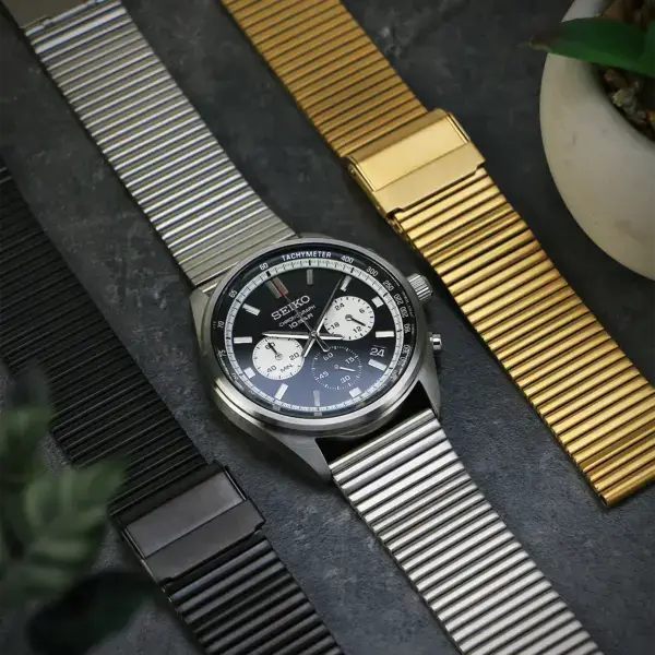 m113 Flatlay StrapsCo Heritage Steel Bracelet Stainless Watch Band Strap 18mm 20mm 22mm