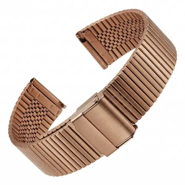 m113.rg Curved Rose Gold StrapsCo Heritage Steel Bracelet Stainless Watch Band Strap 18mm 20mm 22mm