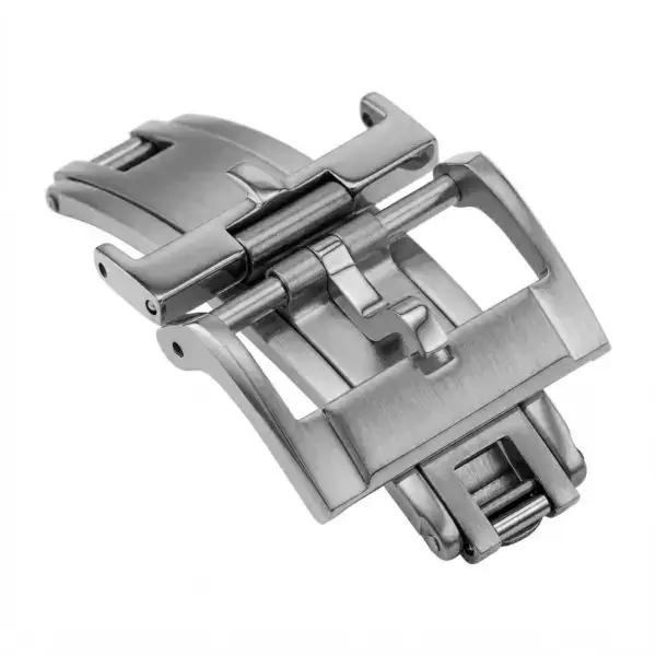 cl10.bs Angle (Closed) Brushed Silver StrapsCo Spring Loaded Tang Watch Clasp 16mm 18mm 20mm