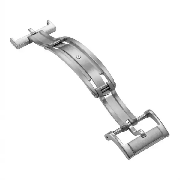 cl10.bs Angle (Open) Brushed Silver StrapsCo Spring Loaded Tang Watch Clasp 16mm 18mm 20mm