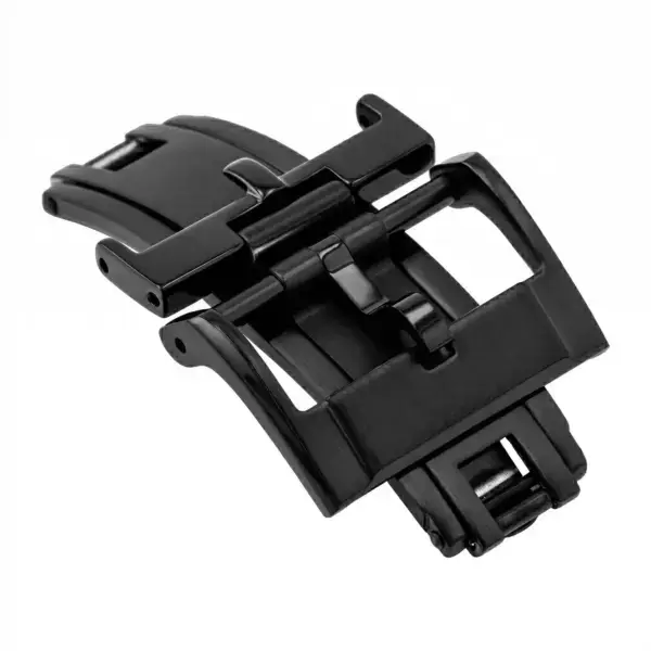 cl10.mb Angle (Closed) Matte Black StrapsCo Spring Loaded Tang Watch Clasp 16mm 18mm 20mm