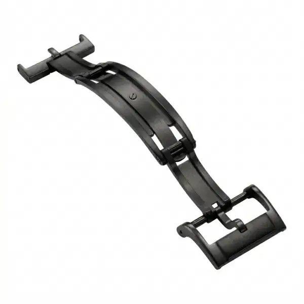 cl10.mb Angle (Open) Matte Black StrapsCo Spring Loaded Tang Watch Clasp 16mm 18mm 20mm
