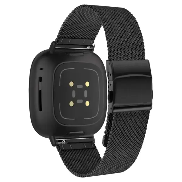 m111 Black StrapsCo Pro Mesh Stainless Steel Watch Band Strap for Fitbit Sense & Versa 3