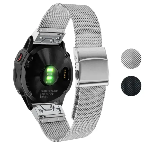 Pro Mesh Strap for Garmin Tactix 8, 47mm. Made of durable mesh, available in sizes S, M, L. Ideal for enhancing your smartwatch with a sleek, modern look