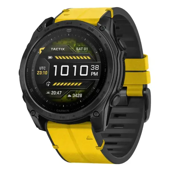 t8.g.r65a.10 Main Solar StrapsCo Leather Hybrid Strap QuickFit 26 Watch Band for Garmin Tactix 8 – 51mm