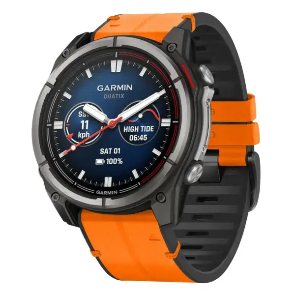 qtx8.g.r65a.12 Main Tangerine StrapsCo Leather Hybrid Strap QuickFit 26 Watch Band for Garmin Quatix 8 – 51mm