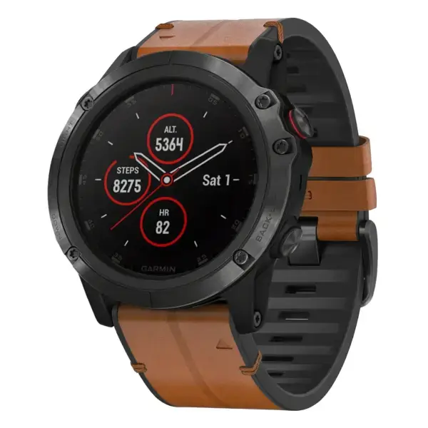 f6x.g.r65a.2a Main Coffee StrapsCo Leather Hybrid Strap QuickFit 26 Watch Band for Garmin Fenix 6X
