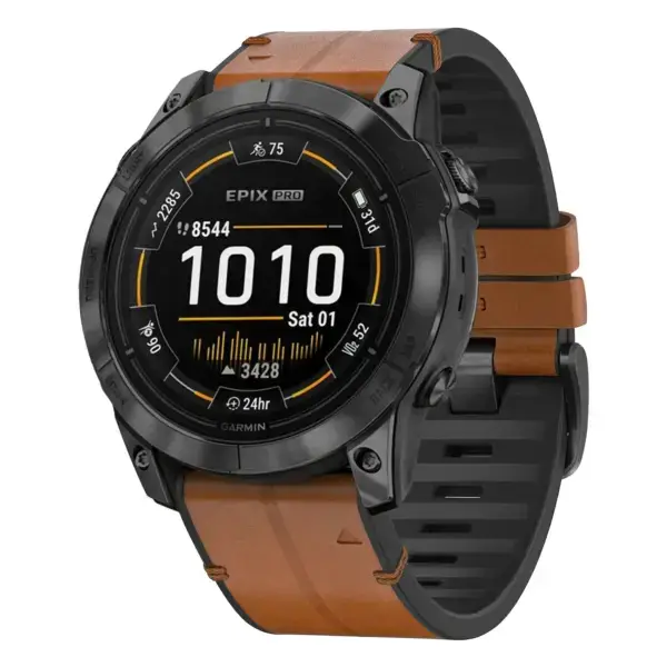 ep.g.r65a.2a Main Coffee StrapsCo Leather Hybrid Strap QuickFit 26 Watch Band for Garmin Epix Pro – 51mm