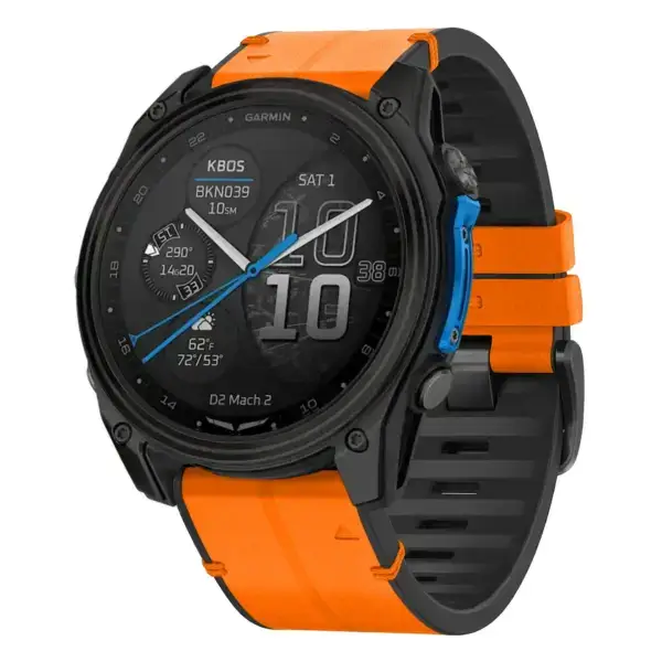 d2m2.g.r65a.12 Main Tangerine StrapsCo Leather Hybrid Strap QuickFit 26 Watch Band for Garmin D2 Mach 2 – 51mm