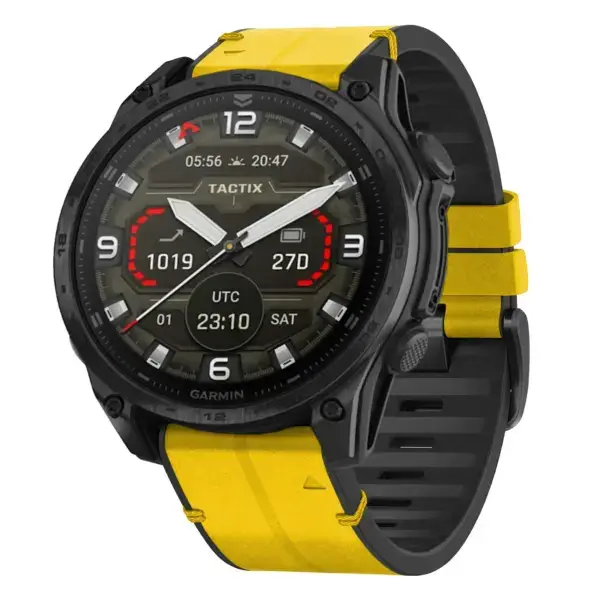 t8.g.r73a.10 Main Solar StrapsCo Leather Hybrid Strap QuickFit 22 Watch Band for Garmin Tactix 8 – 47mm