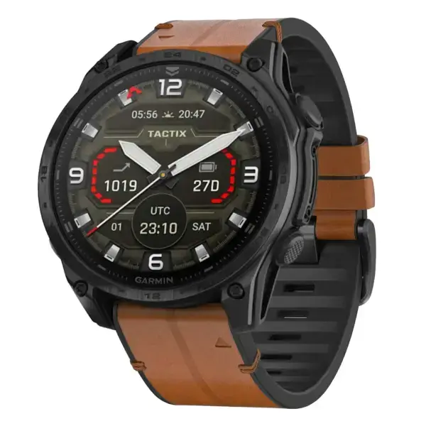 t8.g.r73a.2a Main Coffee StrapsCo Leather Hybrid Strap QuickFit 22 Watch Band for Garmin Tactix 8 – 47mm
