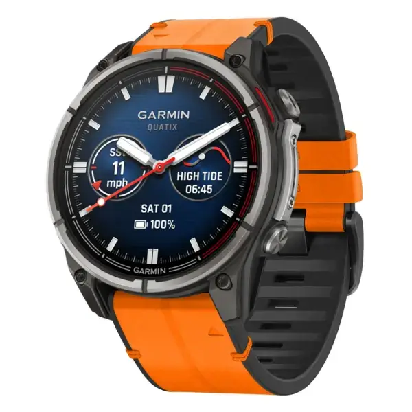 qtx8.g.r73a.12 Main Tangerine StrapsCo Leather Hybrid Strap QuickFit 22 Watch Band for Garmin Quatix 8 – 47mm