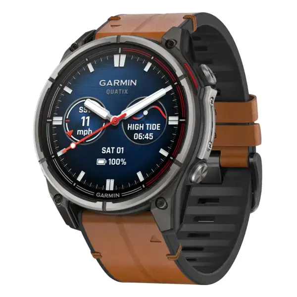 qtx8.g.r73a.2a Main Coffee StrapsCo Leather Hybrid Strap QuickFit 22 Watch Band for Garmin Quatix 8 – 47mm