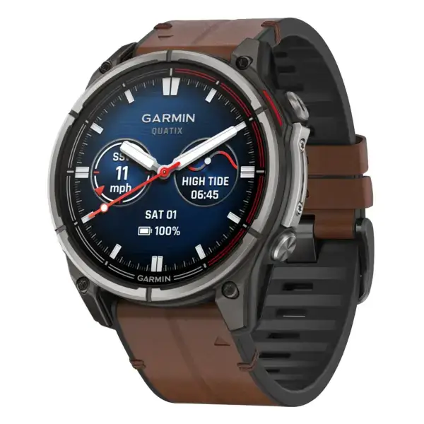 qtx8.g.r73a.2 Main Cigar StrapsCo Leather Hybrid Strap QuickFit 22 Watch Band for Garmin Quatix 8 – 47mm