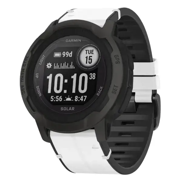i2.g.r73a.22 Main Arctic StrapsCo Leather Hybrid Strap QuickFit 22 Watch Band for Garmin Instinct 2