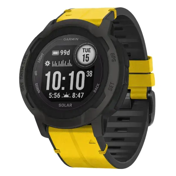 i2.g.r73a.10 Main Solar StrapsCo Leather Hybrid Strap QuickFit 22 Watch Band for Garmin Instinct 2