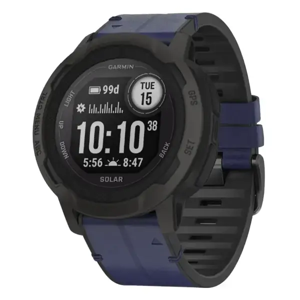 i2.g.r73a.5 Main Midnight StrapsCo Leather Hybrid Strap QuickFit 22 Watch Band for Garmin Instinct 2