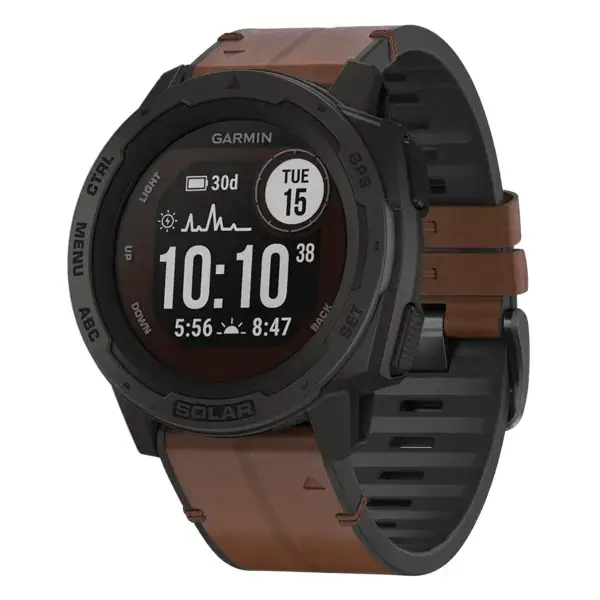 i.g.r73a.2 Main Cigar StrapsCo Leather Hybrid Strap QuickFit 22 Watch Band for Garmin Instinct