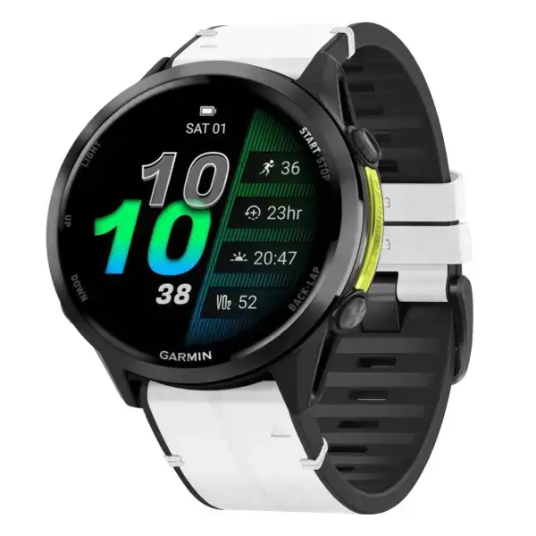 f970.g.r73a.22 Main Arctic StrapsCo Leather Hybrid Strap QuickFit 22 Watch Band for Garmin Forerunner 970