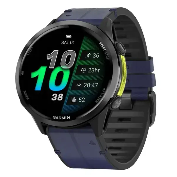 f970.g.r73a.5 Main Midnight StrapsCo Leather Hybrid Strap QuickFit 22 Watch Band for Garmin Forerunner 970