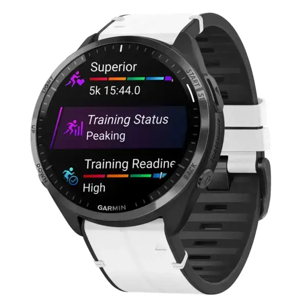 f965.g.r73a.22 Main Arctic StrapsCo Leather Hybrid Strap QuickFit 22 Watch Band for Garmin Forerunner 965