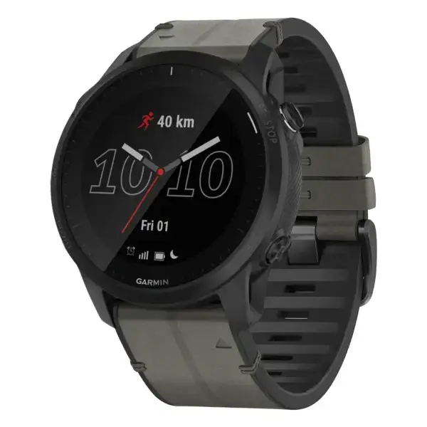 f945.g.r73a.7 Main Slate StrapsCo Leather Hybrid Strap QuickFit 22 Watch Band for Garmin Forerunner 945