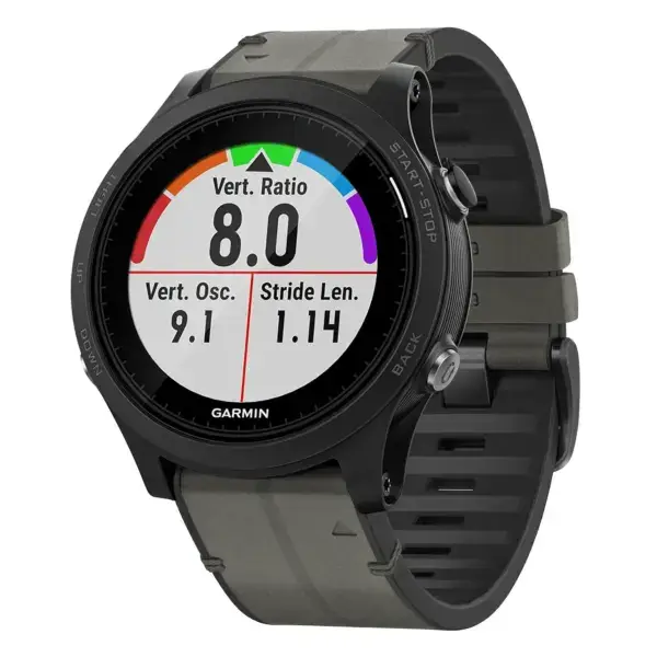 f935.g.r73a.7 Main Slate StrapsCo Leather Hybrid Strap QuickFit 22 Watch Band for Garmin Forerunner 935