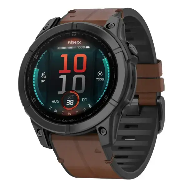 fe.g.r73a.2 Main Cigar StrapsCo Leather Hybrid Strap QuickFit 22 Watch Band for Garmin Fenix E