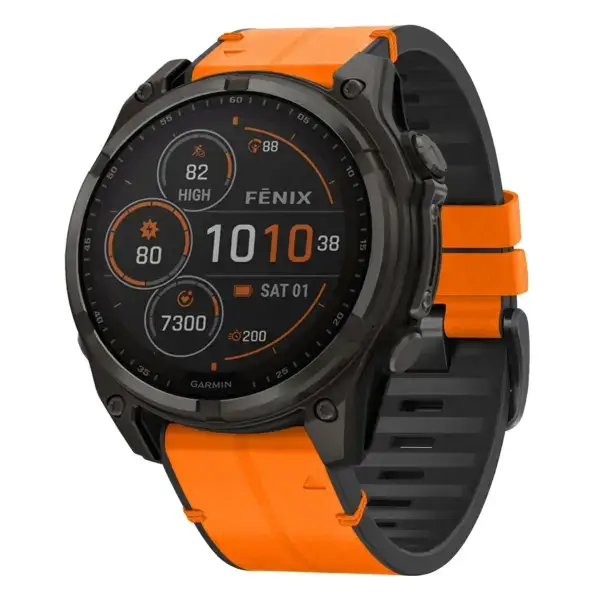 f8.g.r73a.12 Main Tangerine StrapsCo Leather Hybrid Strap QuickFit 22 Watch Band for Garmin Fenix 8 & 8 Pro – 47mm