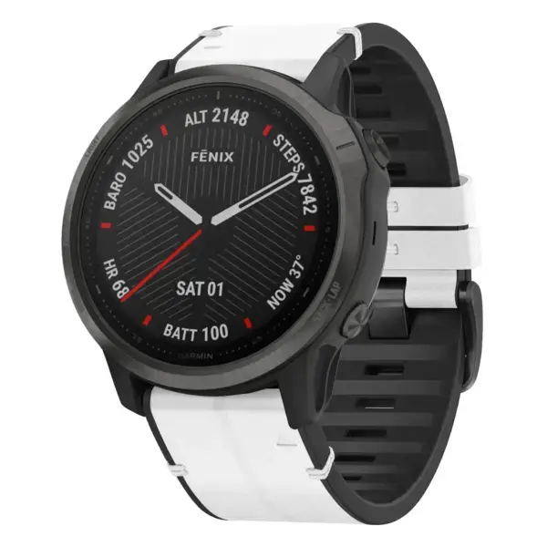 f6.g.r73a.22 Main Arctic StrapsCo Leather Hybrid Strap QuickFit 22 Watch Band for Garmin Fenix 6