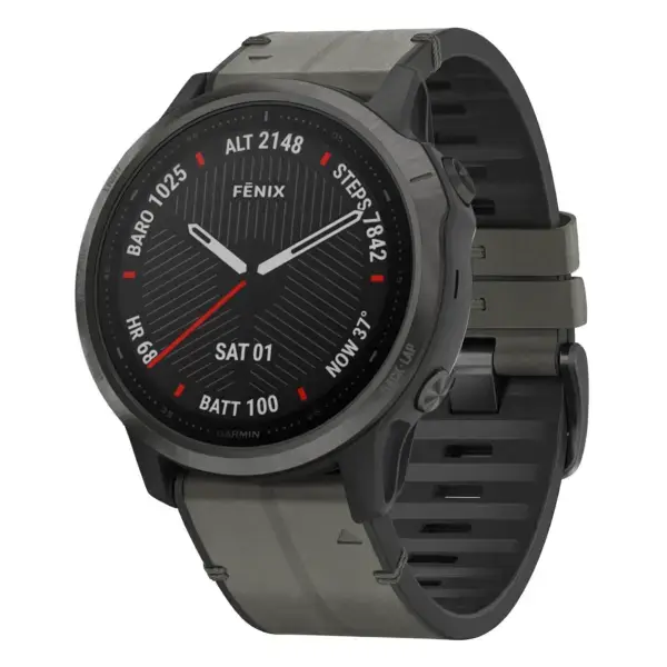 f6.g.r73a.7 Main Slate StrapsCo Leather Hybrid Strap QuickFit 22 Watch Band for Garmin Fenix 6