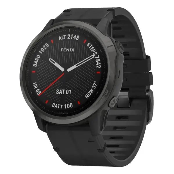 f6.g.r73a.1 Main Obsidian StrapsCo Leather Hybrid Strap QuickFit 22 Watch Band for Garmin Fenix 6