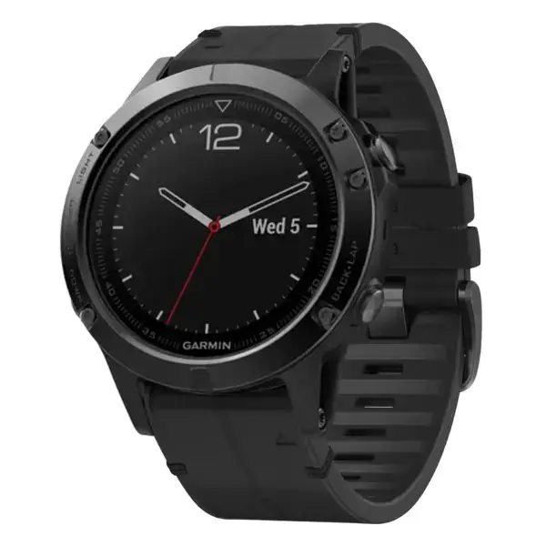 f5.g.r73a.1 Main Obsidian StrapsCo Leather Hybrid Strap QuickFit 22 Watch Band for Garmin Fenix 5 & 5 Plus