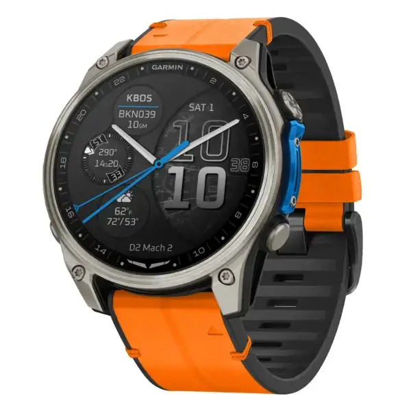 d2m2.g.r73a.12 Main Tangerine StrapsCo Leather Hybrid Strap QuickFit 22 Watch Band for Garmin D2 Mach 2 – 47mm