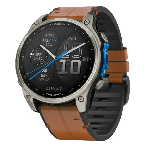 d2m2.g.r73a.2a Main Coffee StrapsCo Leather Hybrid Strap QuickFit 22 Watch Band for Garmin D2 Mach 2 – 47mm