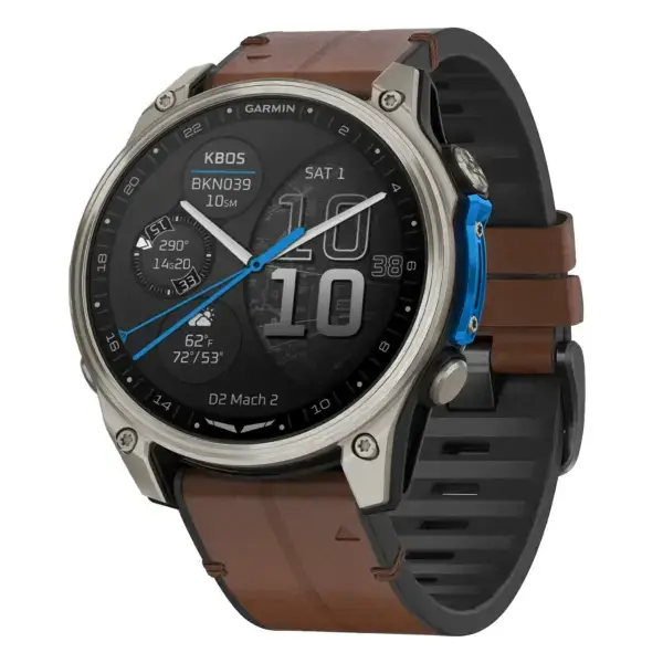 d2m2.g.r73a.2 Main Cigar StrapsCo Leather Hybrid Strap QuickFit 22 Watch Band for Garmin D2 Mach 2 – 47mm