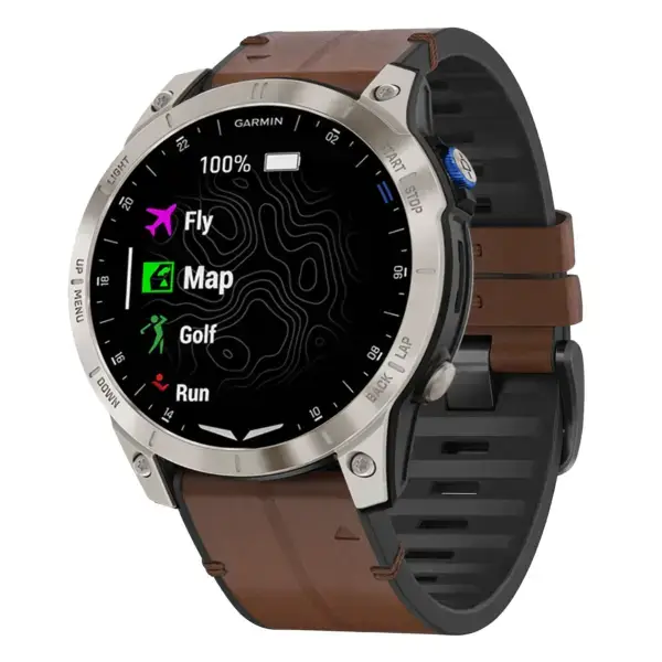 as70.g.r73a.2 Main Cigar StrapsCo Leather Hybrid Strap QuickFit 22 Watch Band for Garmin Approach S70 – 47mm