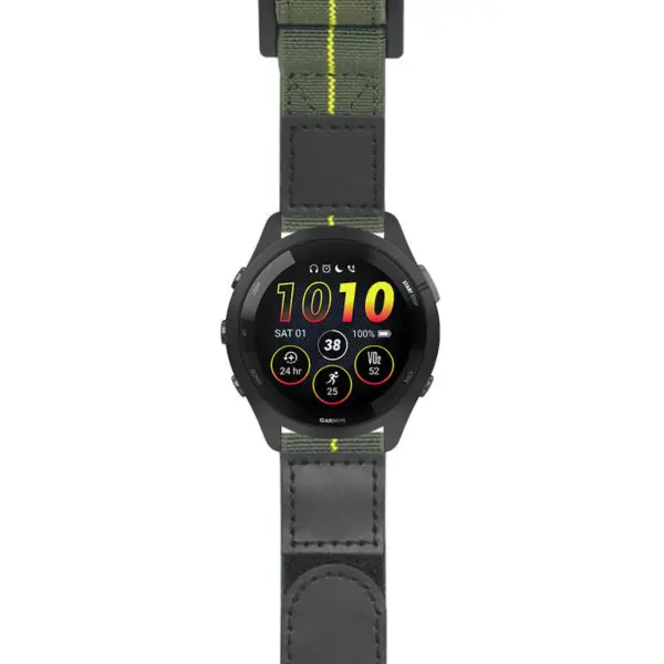 g.f265.nt13 Main Green & Yellow StrapsCo Hook and Loop Explorer Watch Band Strap Nylon Velcro NATO 20mm