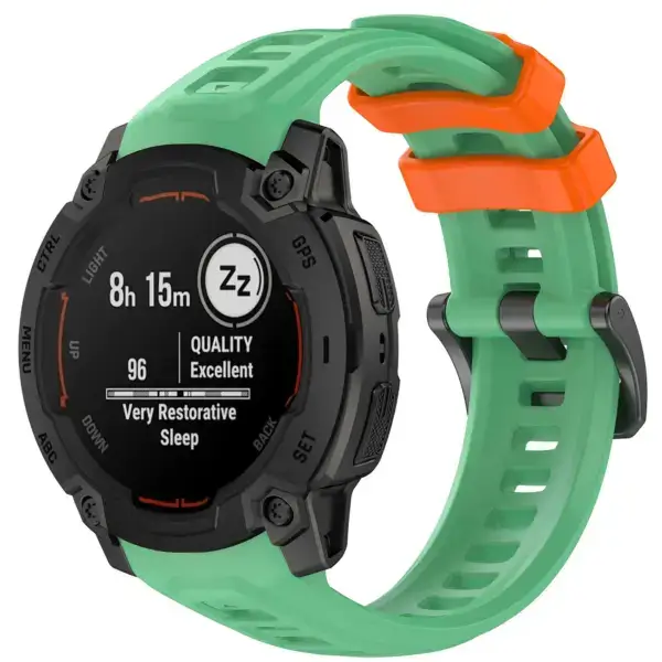 g.r84.11.12 45 Main Green & Orange StrapsCo PrecisionFit Watch Band Strap for Garmin Instinct E Smartwatch 40mm 45mm